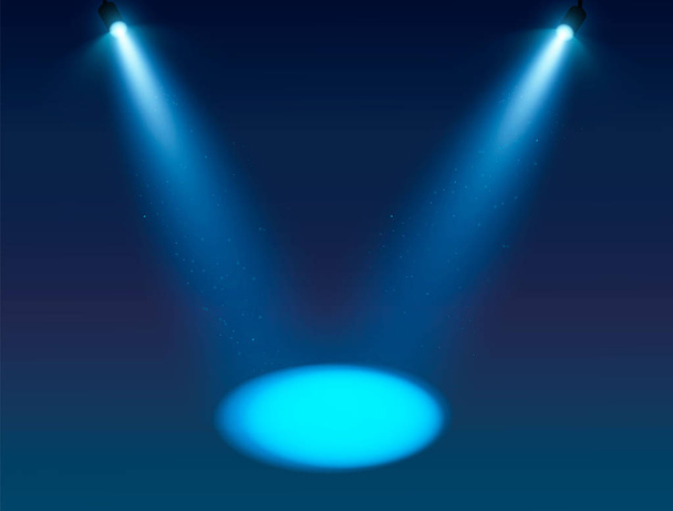 青いスポットライトベクトルの背景。照明効果フォームプロジェクター、スタジオ用プロジェクター。ミニマルベクトルイラストeps10 - ベクター画像