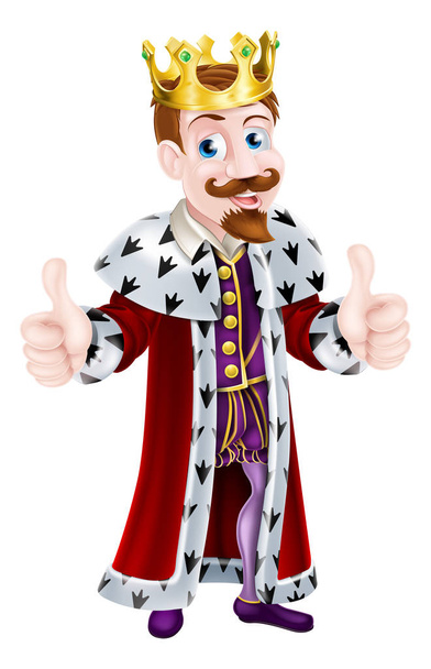Cartoon King Giving Double Thumbs Up - Vector, Imagen