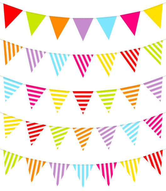 Conjunto de cinco colorido banderín con rayas
 - Vector, Imagen