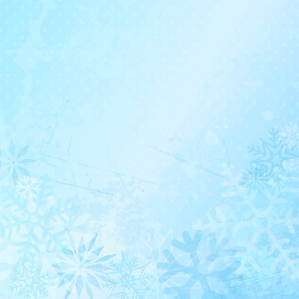 Arrière-plan carré d'hiver avec flocons de neige et points bleu
 - Vecteur, image