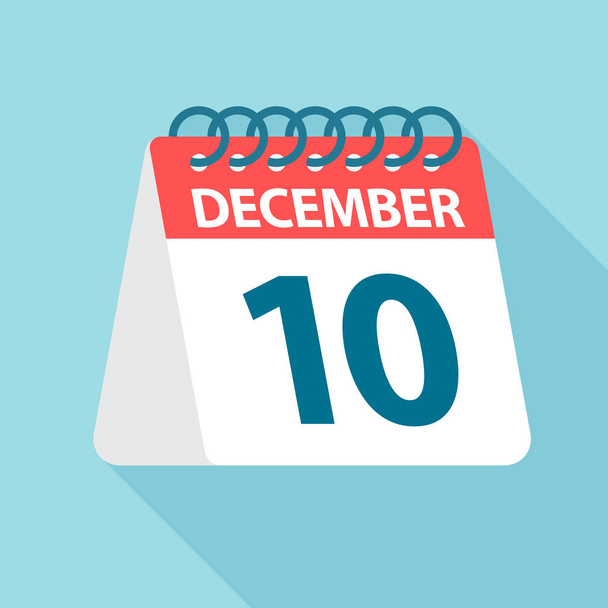 10 Δεκεμβρίου-εικονίδιο ημερολογίου. Απεικόνιση διανύσματος μιας ημέρας του μήνα. Πρότυπο ημερολογίου - Διάνυσμα, εικόνα