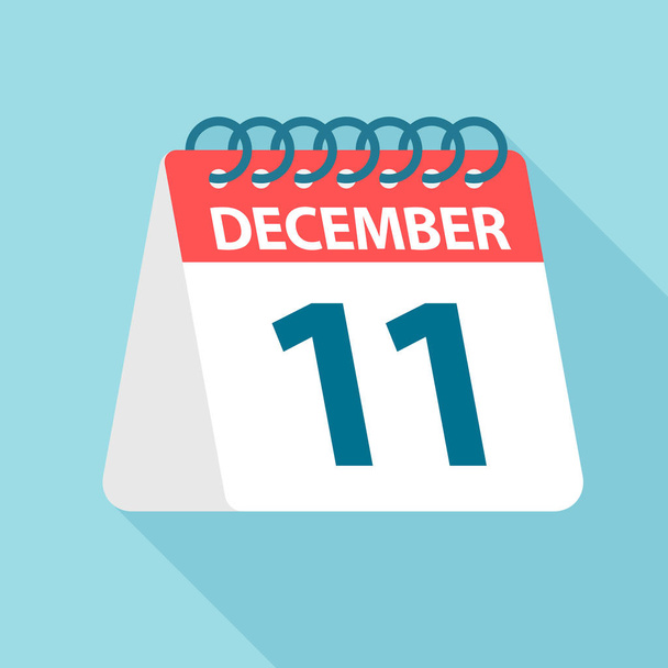 11 Δεκεμβρίου-εικονίδιο ημερολογίου. Απεικόνιση διανύσματος μιας ημέρας του μήνα. Πρότυπο ημερολογίου - Διάνυσμα, εικόνα