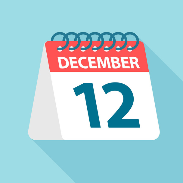 12 grudnia-ikona kalendarza. Ilustracja wektorowa jednego dnia miesiąca. Szablon kalendarza - Wektor, obraz