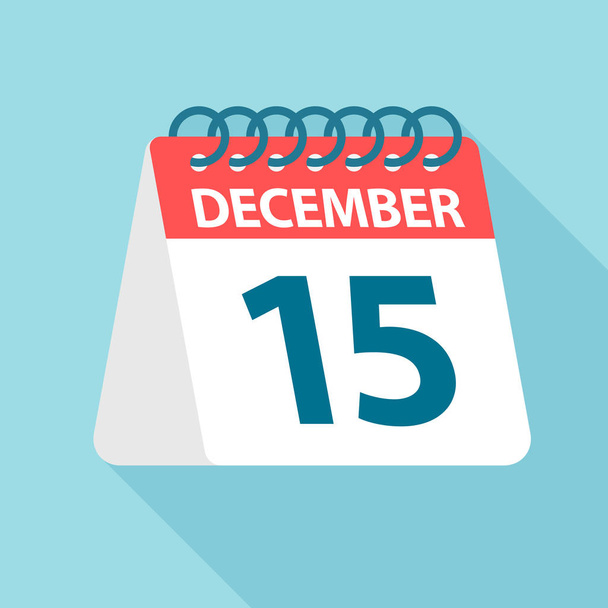 15 de diciembre - Icono del calendario. Ilustración vectorial de un día del mes. Plantilla Calendario
 - Vector, imagen