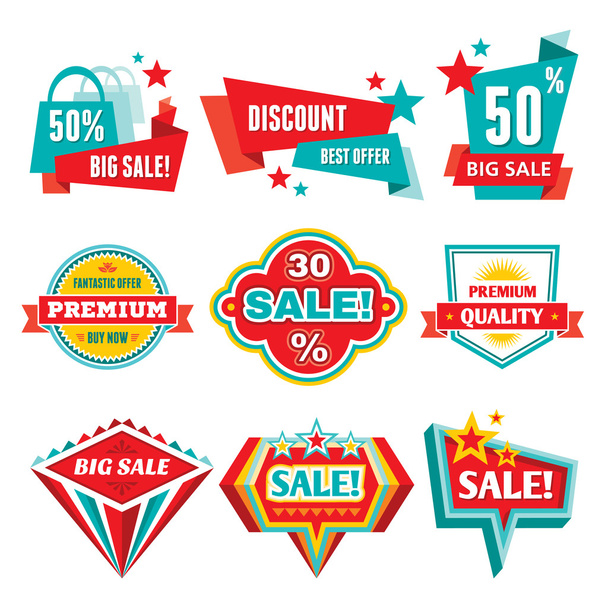 Sale & Discount Badges - Abstract Vector Signs - Vector, Image