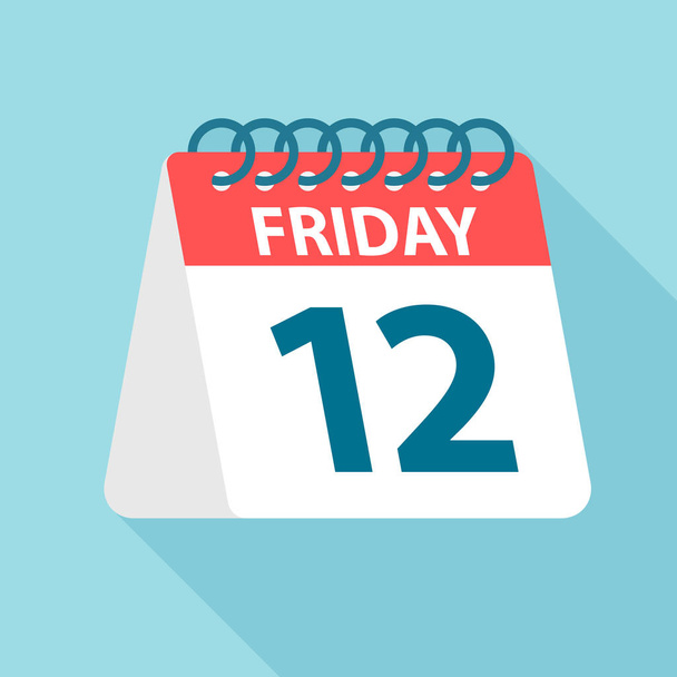 Friday 12 - Calendar Icon. Vector illustration of week day paper leaf. Calendar Template - Вектор,изображение