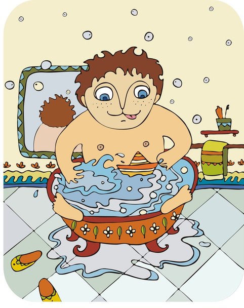 O menino em um banho
 - Vetor, Imagem