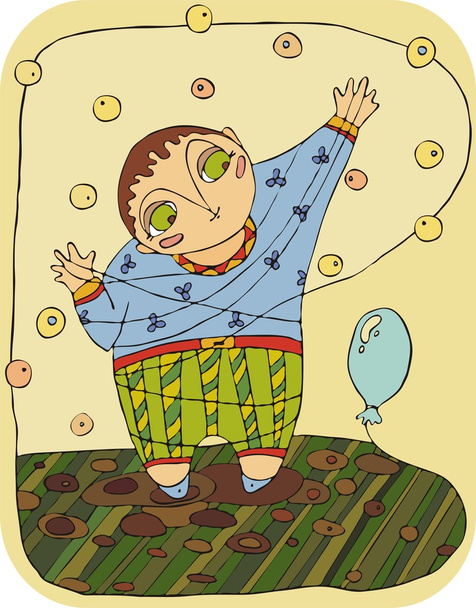 chłopiec bawi balon - Wektor, obraz