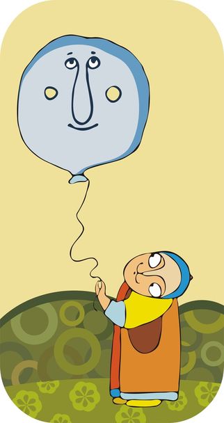 chlapec s modrým balónkem - Vektor, obrázek