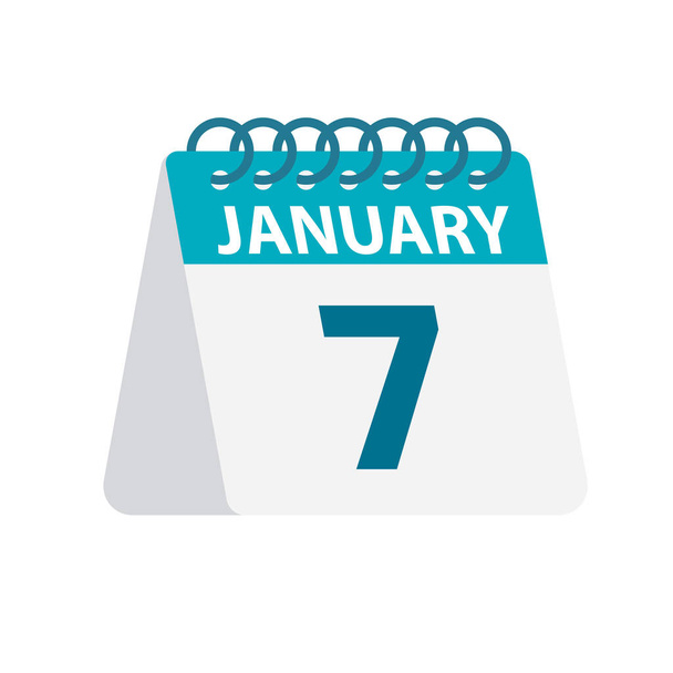 7 de janeiro - Calendário Ícone. Ilustração vetorial de um dia do mês. Modelo de calendário de desktop
 - Vetor, Imagem