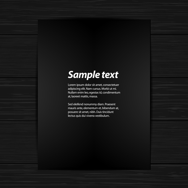black panel on black wood wih sample text - Vetor, Imagem