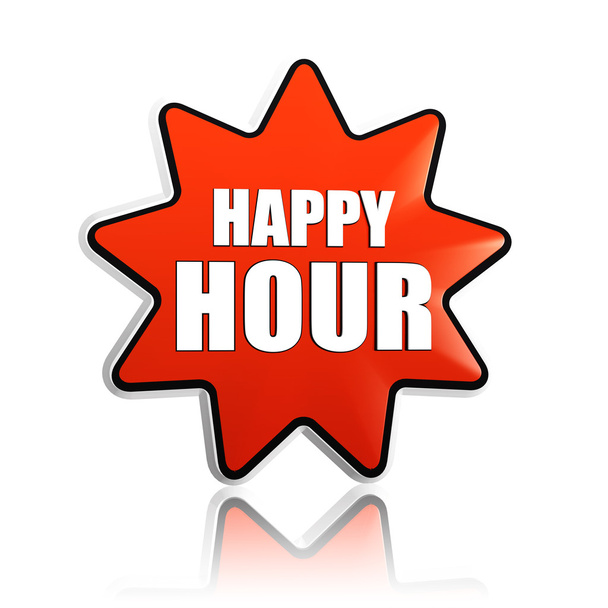 Happy hour in red star banner - Photo, Image