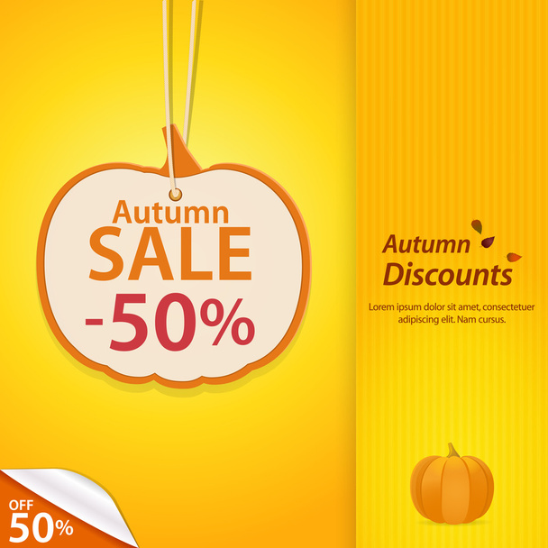 autumn pumpkin discount label - Vector, Image
