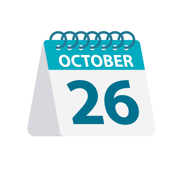October 26 - Calendar Icon. Vector illustration of one day of month. Desktop Calendar Template - Vector, Image
