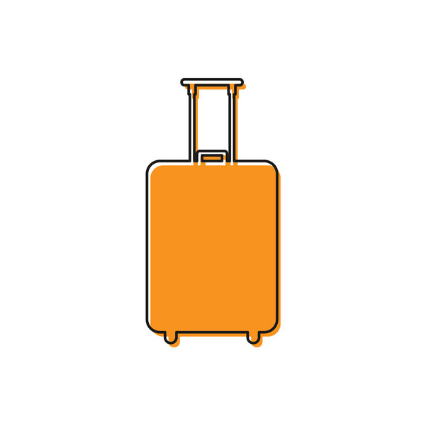 Orangefarbener Reisekoffer isoliert auf weißem Hintergrund. Reisegepäckzeichen. Reisegepäcksymbol. Vektorillustration - Vektor, Bild