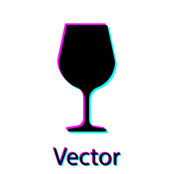 Черное вино стекло значок изолирован на белом фоне. Знак "Винное стекло". Векторная миграция
 - Вектор,изображение