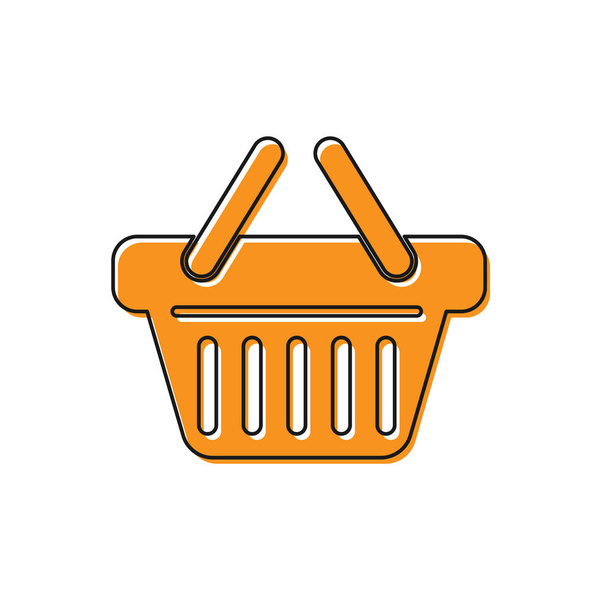 Pomarańczowa ikona koszyka na zakupy na białym tle. Ilustracja wektorowa - Wektor, obraz