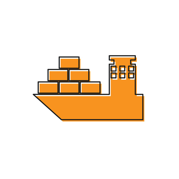 Orange Cargo ship icon isolated on white background. Vector Illustration - Vector, Image