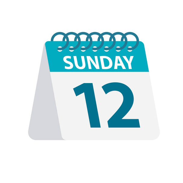 Sunday 12 - Calendar Icon. Vector illustration of week day paper leaf. Calendar Template - Vector, afbeelding