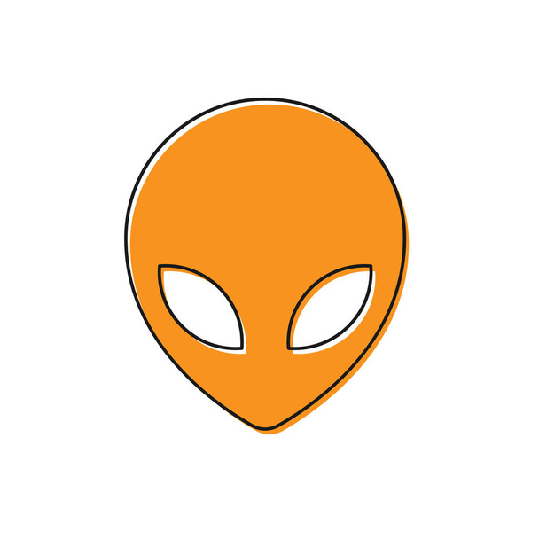 Ícone alienígena laranja isolado no fundo branco. Extraterrestre rosto ou cabeça símbolo alienígena. Ilustração vetorial
 - Vetor, Imagem