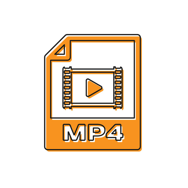 オレンジ色の Mp4 ファイル ドキュメント アイコン。白い背景に隔離されたmp4ボタンアイコンをダウンロードします。Mp4 ファイルシンボル。ベクトルイラストレーション - ベクター画像