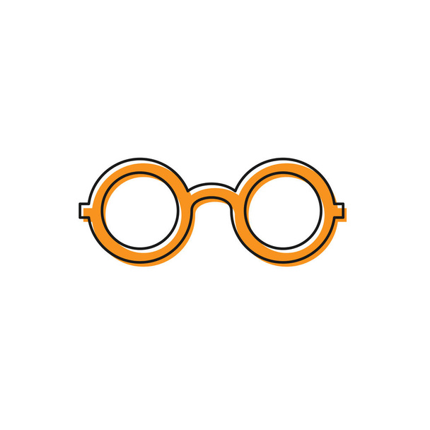 Оранжевые очки значок изолирован на белом фоне. Символ рамы для очков. Векторная миграция
 - Вектор,изображение