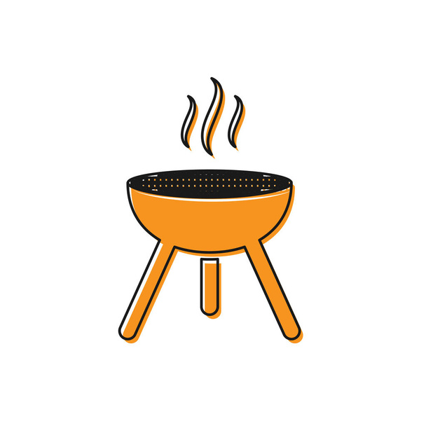 Orange Barbecue grill icon isolated on white background. BBQ grill party. Vector Illustration - Vector, Image