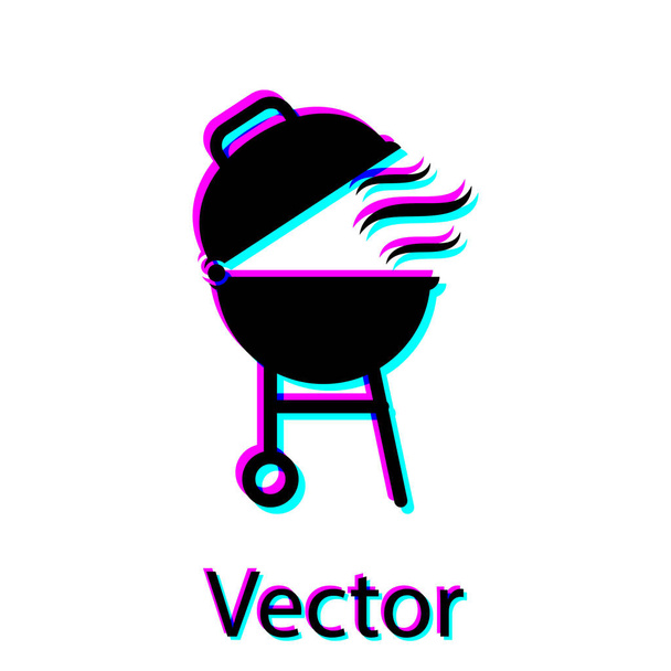 Black Barbecue grill icon isolated on white background. BBQ grill party. Vector Illustration - Vector, Image