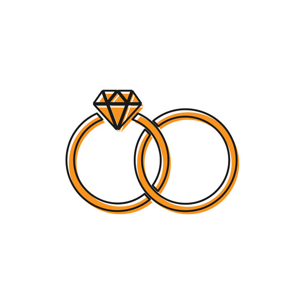 Anneaux de mariage orange icône isolée sur fond blanc. signe de bijoux de mariée et marié. Icône de mariage. Bague en diamant. Illustration vectorielle
 - Vecteur, image