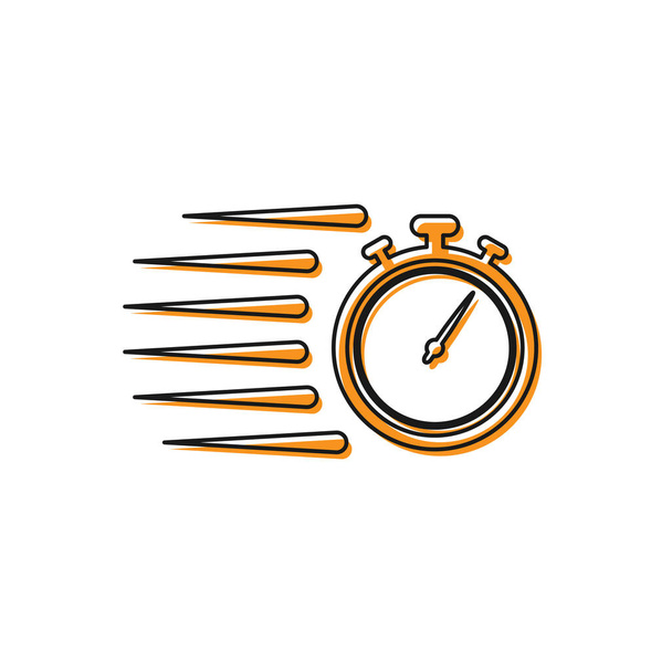 Oranje stopwatch icoon geïsoleerd op witte achtergrond. Tijd timer teken. Chronometer-teken. Vector illustratie - Vector, afbeelding