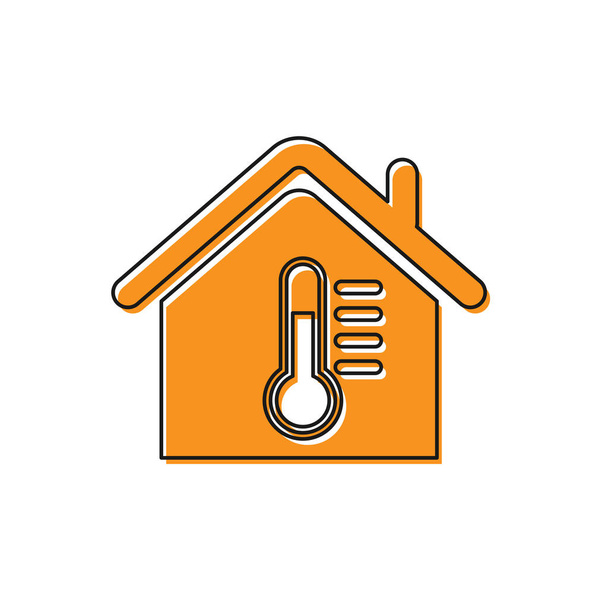 Orange House hőmérséklet ikon elszigetelt fehér háttér. Hőmérő ikon. Vektoros illusztráció - Vektor, kép
