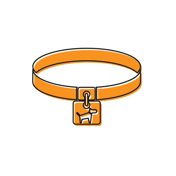 orangefarbenes Hundehalsband mit Namensschild-Symbol auf weißem Hintergrund. einfache Vorräte für Haustiere. Katzen- und Hundepflege. Hundeketten. Vektorillustration - Vektor, Bild