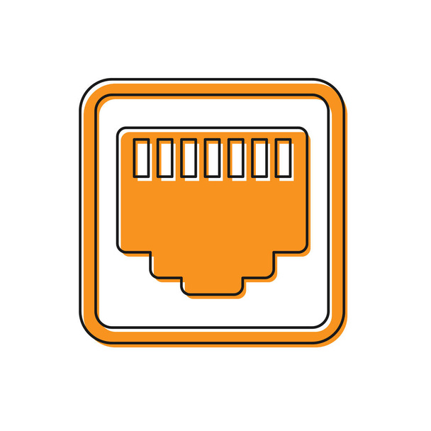 Orange Network port - icône de prise de câble isolé sur fond blanc. LAN, panneau de port Ethernet. Icône du connecteur local. Illustration vectorielle
 - Vecteur, image