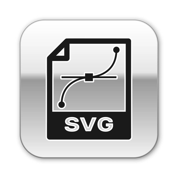 Ikona dokumentu černého SVG souboru. Stáhnout ikonu SVG tlačítka izolované na bílém pozadí. Symbol SVG souboru. Stříbrné čtvercové tlačítko. Vektorová ilustrace - Vektor, obrázek