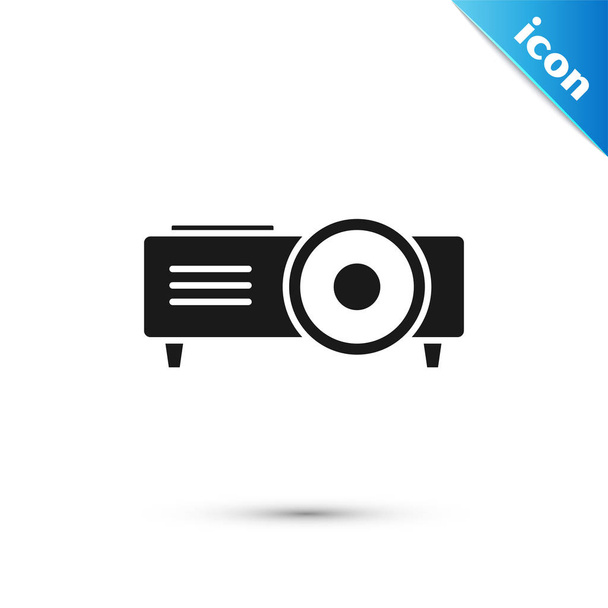 Presentazione nera, film, film, icona del proiettore multimediale isolato su sfondo bianco. Illustrazione vettoriale
 - Vettoriali, immagini
