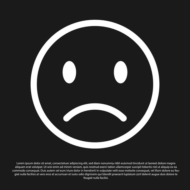 Black Sad smile icon isolated on black background. Emoticon face. Vector Illustration - Vector, Image