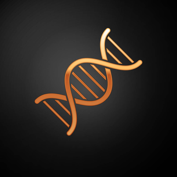 Icono de símbolo de ADN dorado aislado sobre fondo negro. Ilustración vectorial
 - Vector, Imagen