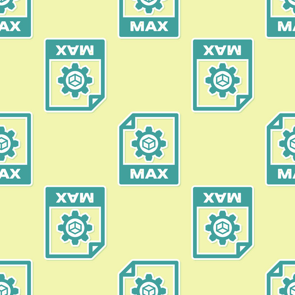 Icono de documento de archivo MAX verde. Descargar icono del botón max patrón inconsútil aislado sobre fondo amarillo. Símbolo de archivo MAX. Ilustración vectorial
 - Vector, Imagen