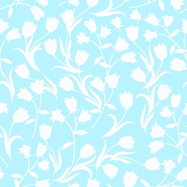 Patrón floral simple sin costuras. Onament flor blanca sobre un fondo gris
.  - Foto, Imagen