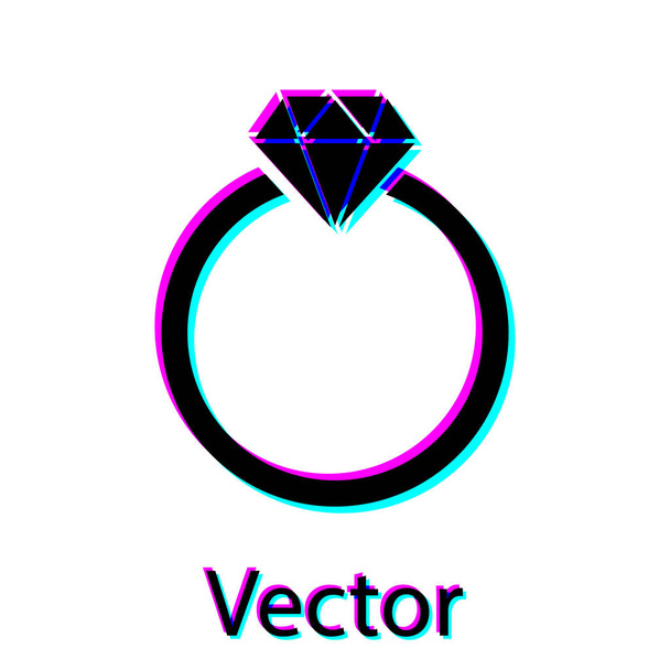 Το εικονίδιο του δαχτυλιδιού αρραβώνων Black Diamond απομονώνεται σε λευκό φόντο. Απεικόνιση διανυσματικών φορέων - Διάνυσμα, εικόνα