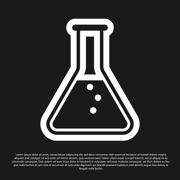 Czarna rura testowa i Kolba-chemiczna ikona testu laboratoryjnego wyizolowana na czarnym tle. Ilustracja wektorowa - Wektor, obraz