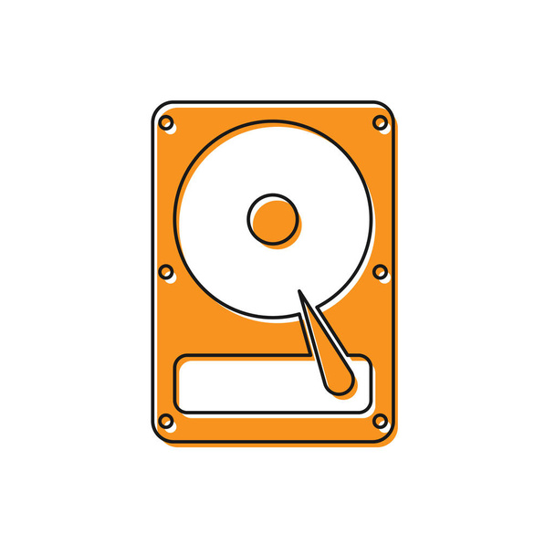 Orange merevlemez-meghajtó (HDD) ikon elszigetelt fehér háttér. Vektoros illusztráció - Vektor, kép