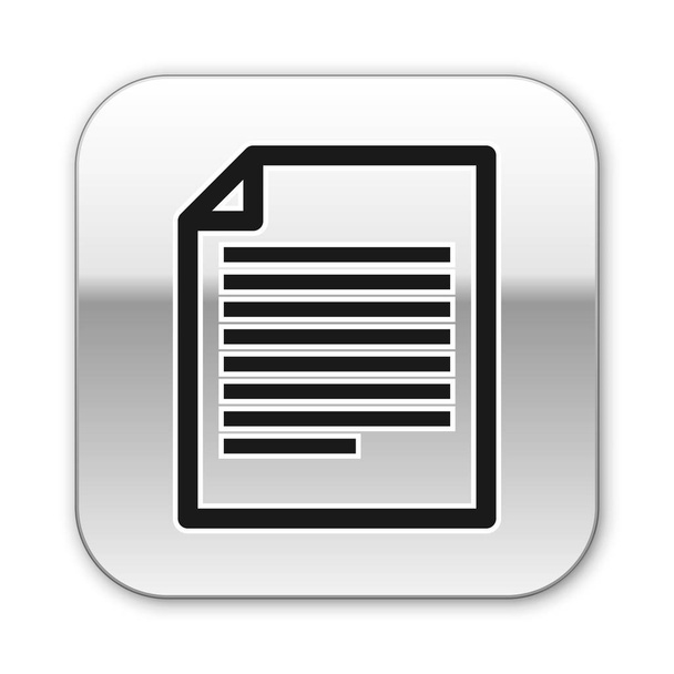 Black Document icon isolated on white background. File icon. Checklist icon. Business concept. Silver square button. Vector Illustration - Vector, Image