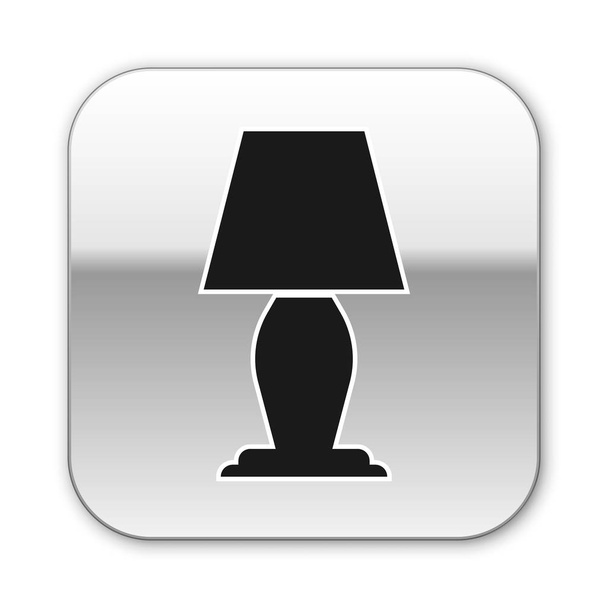 Black Table lamp icon isolated on white background. Silver square button. Vector Illustration - Vector, Image