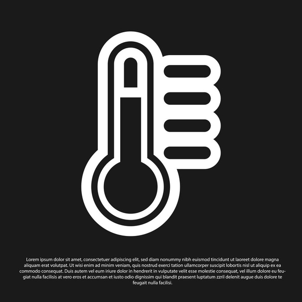 Fekete hőmérő ikon izolált fekete háttér. Vektoros illusztráció - Vektor, kép
