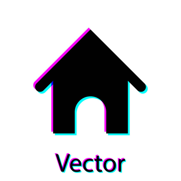 Black Dog house icon isolated on white background. Dog kennel. Vector Illustration - Vector, Image