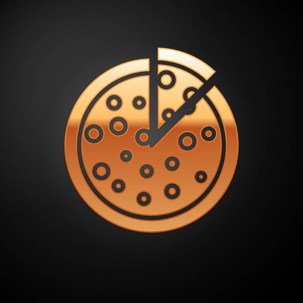 Gold Pizza icon isolated on black background. Vector Illustration - Vector, Image