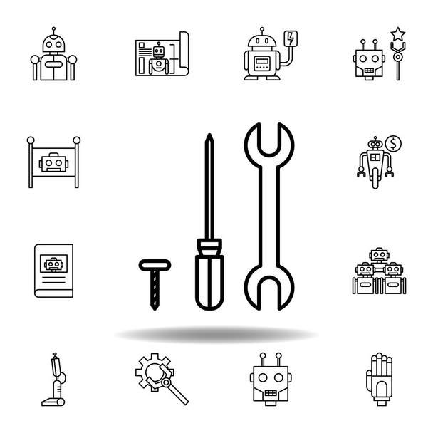 Robotika javítás vázlat ikon. robotikai illusztrációs ikonok halmazát. jeleket, szimbólumokat lehet használni a weben, logó, mobil alkalmazás, UI, UX - Vektor, kép