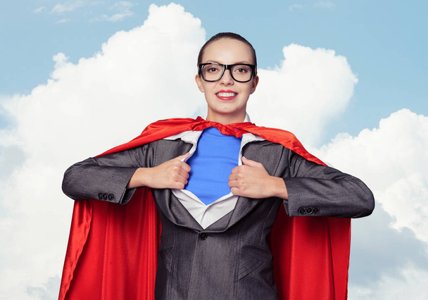 Happy business woman super heroine - Photo, image