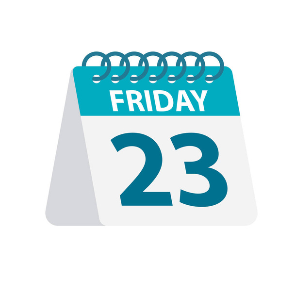 Friday 23 - Calendar Icon. Vector illustration of week day paper leaf. Calendar Template - Vector, Image
